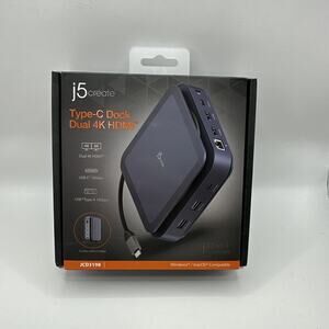 j5create USB-C Dual 4K HDMI Dock Without PD 3.1 Pass Through Charging (JCD3198)